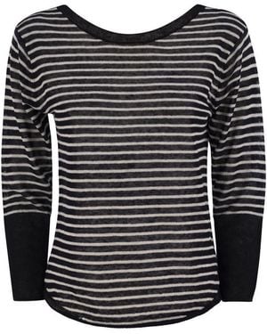 Tシャツ・カットソー MAJESTIC FILATURES Striped linen boat neck T-shirt T-shirt Blue Boat Neck Three-quarter sleeves in Linen