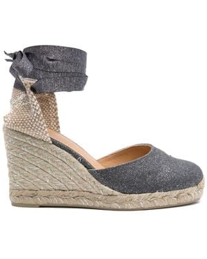 Castañer Carina Raffia Wedge Espadrilles - Metallic