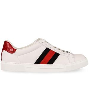 Gucci Ace Leather Low-Top Trainers - Red