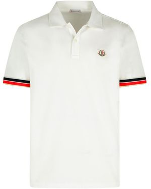 Moncler White Cotton Polo Shirt