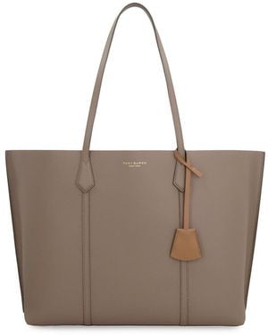 Tory Burch Perry Smooth Leather Tote Bag - Brown