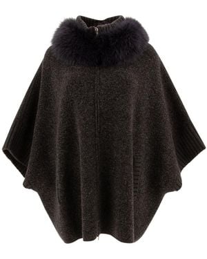 Giovi Wool And Cashmere Poncho - Black