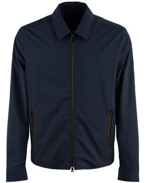 Paul & Shark Typhoon Re-4X4 Stretch Shacket With Alcantara Detailing - Blue