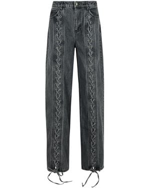 ROTATE BIRGER CHRISTENSEN Black Cotton Jeans With Laces - Gray
