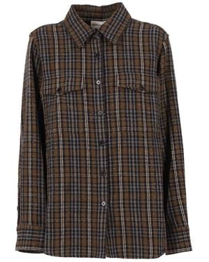 P.A.R.O.S.H. Long-Sleeved Plaid Shirt With Traditional Collar - Black