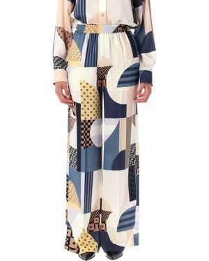 Fendi Pantalone Patchwork Crepe Sa - Blue