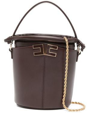 Elisabetta Franchi Drawstring Bucket Bag - Brown