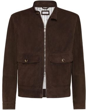 Brunello Cucinelli Suede Leather Jacket - Brown