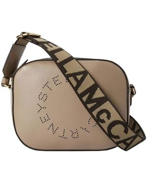 Stella McCartney Camera Shoulder With Logo Bags - Natural