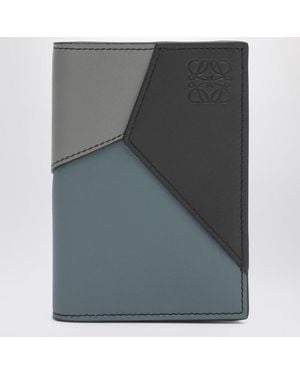 Loewe Bifold Puzzle Cardholder In Asphalt Gray/blue - Grey