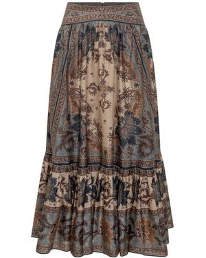 Zimmermann Ascension Midi Skirt - Brown