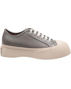 Marni Luxury Lace-Up Mini Trainers With Thick Rubber Sole - Grey