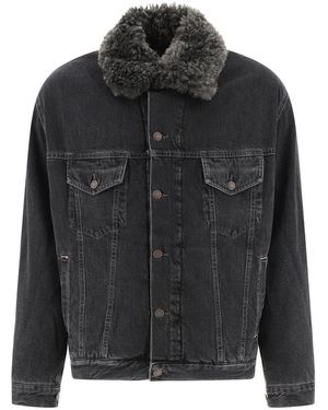 Acne Studios Lined Denim Jacket With Faux-Fur Collar For - Black