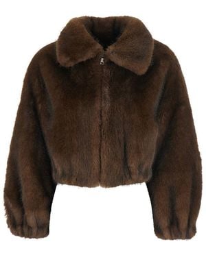 VALENTINI 1972 Bomber Jacket With Wide Collar - Brown