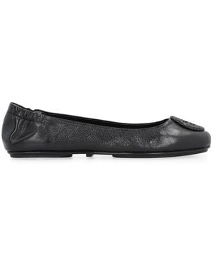 Tory Burch Minnie Travel Leather Ballet Flats - Black