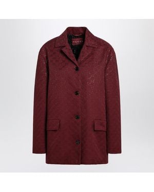 Gucci Rosso Ancora Gg-Fabric Jacket With Crystals - Red