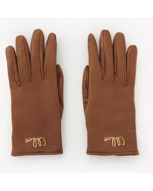 Chloé Iconic" Leather Gloves - Brown