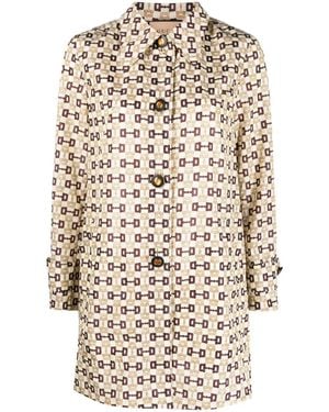 Gucci Horsebit-pattern Shell Coat - Natural
