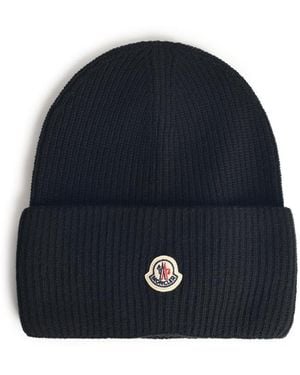 Moncler Virgin Wool Beanie - Blue