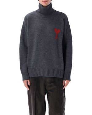 Ami Paris Wool De Coeur Turtleneck - Blue