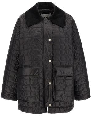 Ganni Shiny Quilt Midi' Jacket - Black