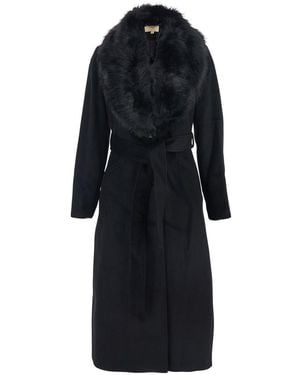 Michael Kors Robe Coat With Fur - Black