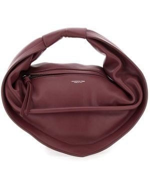 FEDERICO CINA 'tortellino' Bordeaux Midi Handbag With Adjustable And Removable Shoulder Strap And Logo Lettering On The Front In Leather Woman - Brown