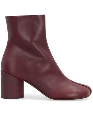 MM6 by Maison Margiela Leather Ankle Boots - Purple