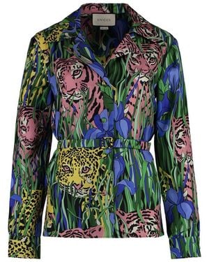 Gucci Printed Silk Shirt - Green