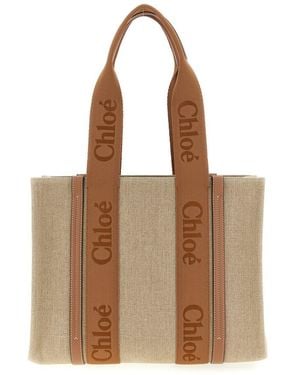 Chloé 'Woody Medium' Shopping Bag - Brown