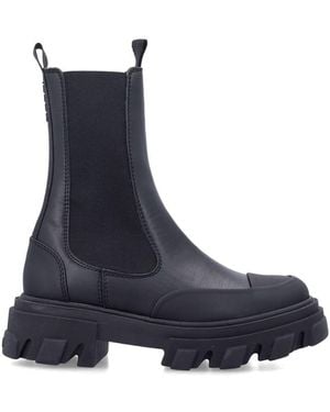 Ganni Cleated Mid Chelsea Boots - Blue