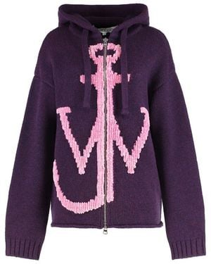 JW Anderson Hooded Cardigan - Purple