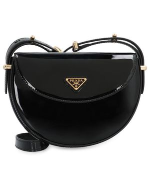 Prada Patented Mini Shoulder Handbag - Black