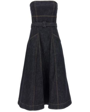 Self-Portrait Denim Bandeau Midi Dress' Dress - Blue