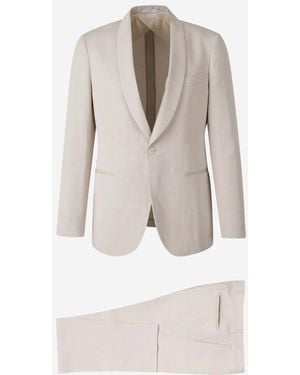 Boglioli Plain Linen Suit - Natural