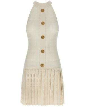 Balmain Tartan Knit Dress - Natural