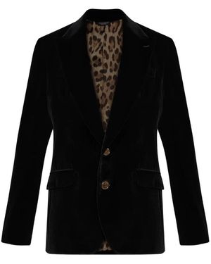 Dolce & Gabbana Velvet Notched Lapel Blazer - Black