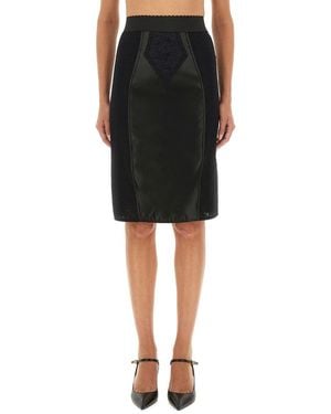 Dolce & Gabbana Satin And Powernet Midi Skirt - Black