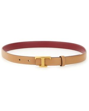 Tod's Reversible "t Timeless" Belt - Natural