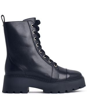 Michael Kors 'blake' Black Leather Boots - Blue