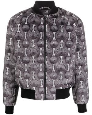 OZWALD BOATENG Printed Velvet Bomber Jacket - Gray