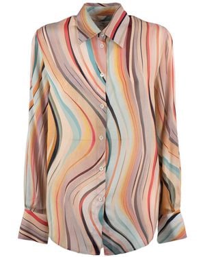 Paul Smith Silk Blend Shirt With Dusky Swirl Print - Pink