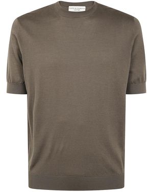 FILIPPO DE LAURENTIIS Short Sleeves Round Neck Sweater - Brown