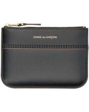 Comme des Garçons Triple Stich Small Leather Pouch - Black