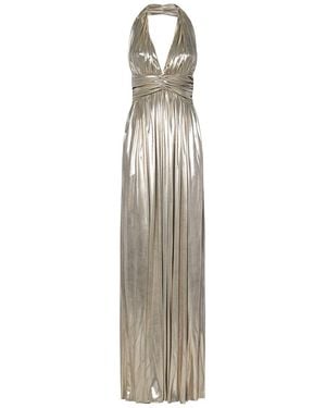 Giambattista Valli Golden Halterneck Jersey Dress With Open Back - White