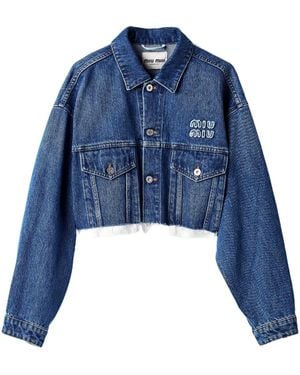 Miu Miu Contrast Hem Denim Jacket - Blue