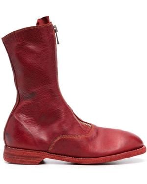 Guidi Front Zip Boots Shoes - Red