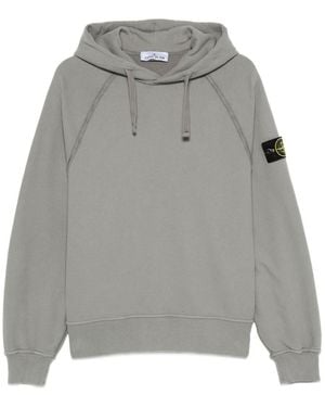 Stone Island Logo Cotton Hoodie - Grey