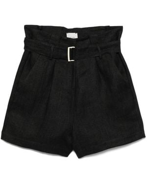 Alysi Linen Bermuda Shorts - Black