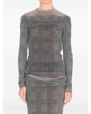 Jean Paul Gaultier Mesh Top Double Layer Printed "Body Shadow" And "Pr - Gray